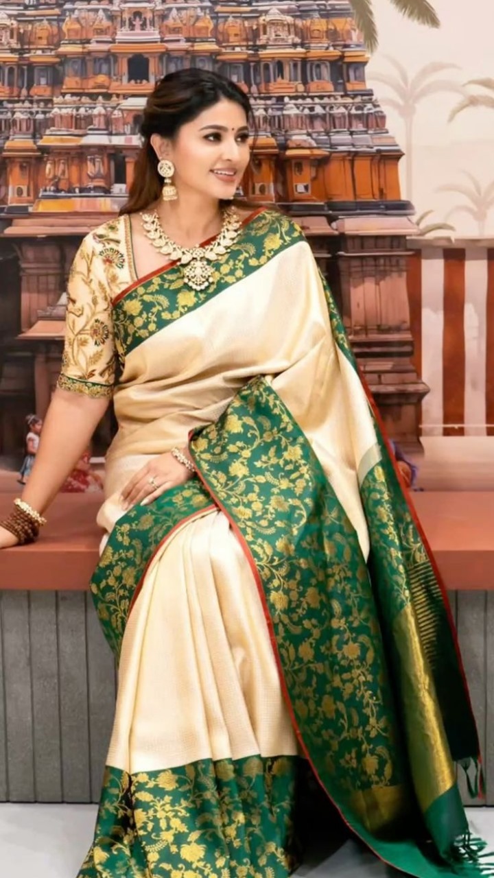 Premium Pure Katan Silk Banarasi Saree (Zari Weaving) with a matching blouse piece 7024